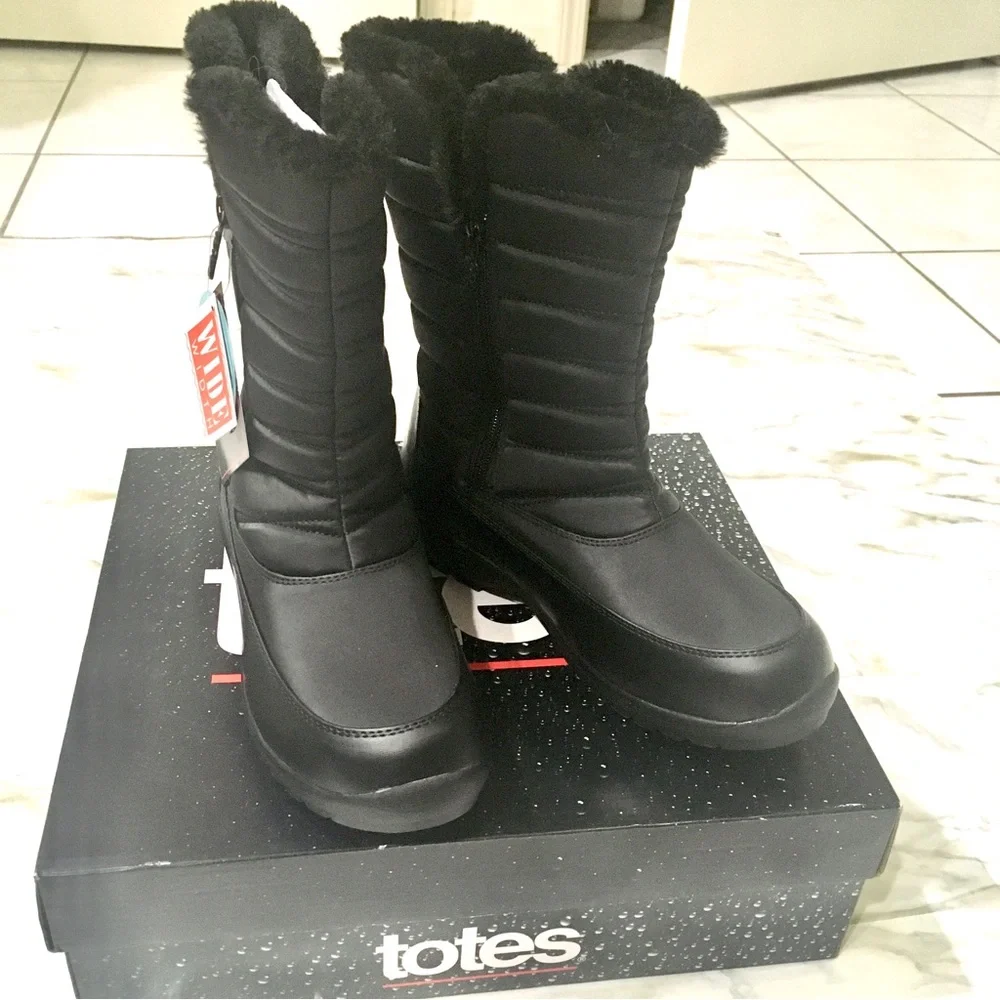 totes Women's Black Winter & Rain Tall Insulated Boots